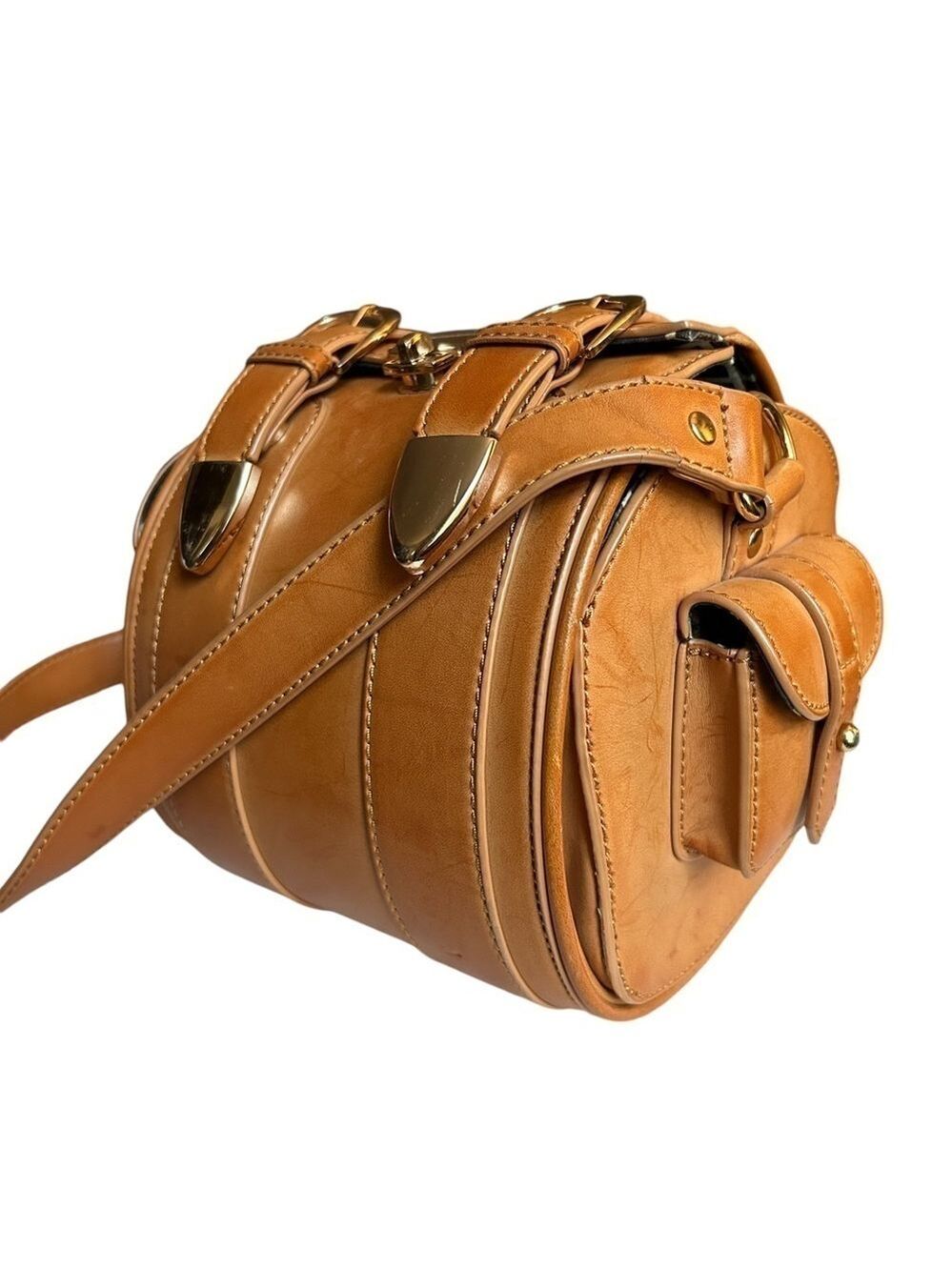 UO Cooperative Barrel Shaped Faux Leather Crossbody Bag